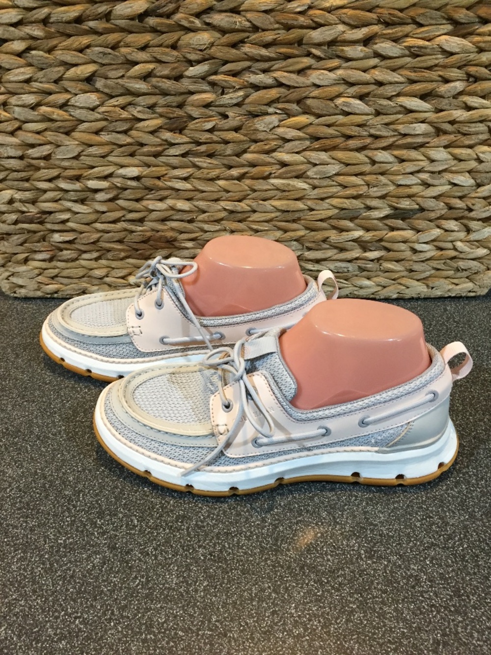 Cole Haan ZeroGrand Light Pink and Gray Mesh Boat Shoes